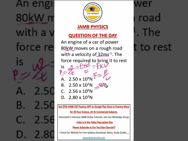 Engine - JAMB Physics Question of the Day #dtwtutorials #jamb #jamb2025