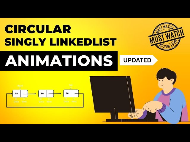 Circular Singly Linked List Animations | Data Structure | Visual How