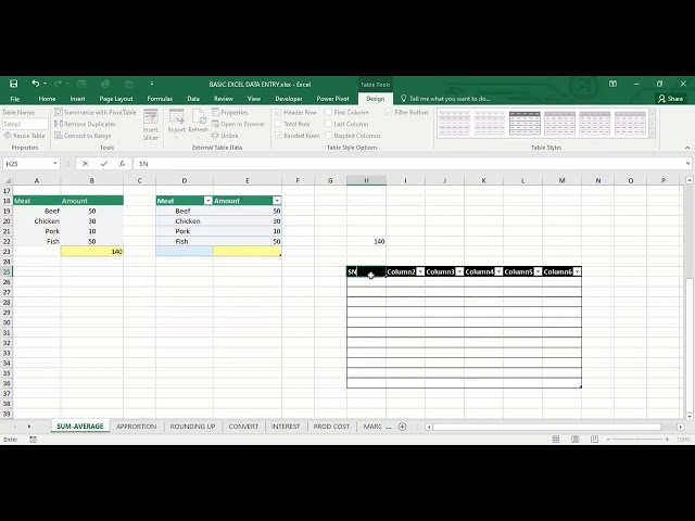 Data entry - Excel Basics