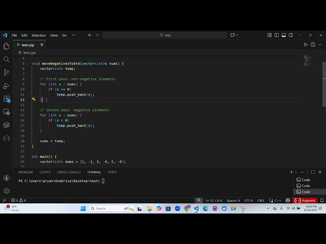 Move All Negative Elements to the End