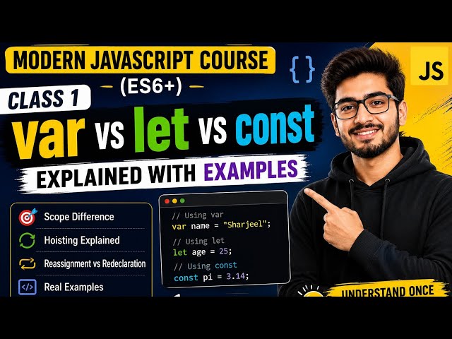 Modern JavaScript (ES6+) Class 01| var vs let vs const explained with examples