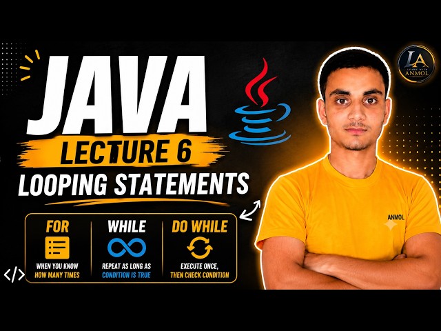 Java Programming | Lecture 6 | Looping Statement | For Loop, While Loop & Do While Loop | Hindi