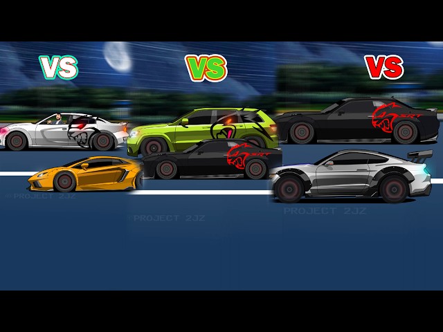 Jeep Trackhawk vs Challenger Hellcat: Drag Race Animation