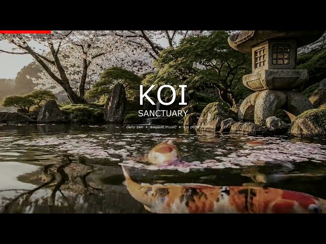 Healing Music 🎏 | Koi Pond Study Music 4K | Sleep & Meditation | No Ads