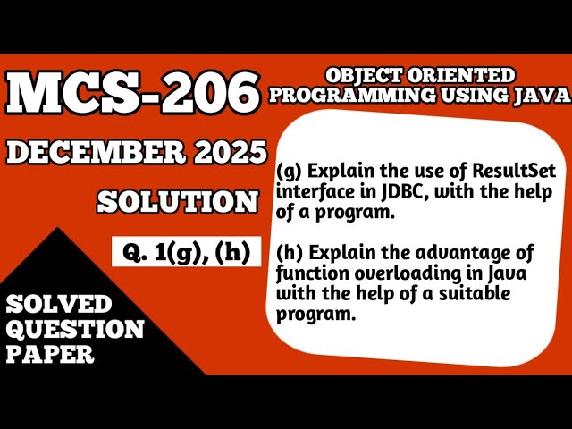 P4- ResultSet Interface and Function Overloading in Java | JDBC and OOP | MCS206 Java Programming