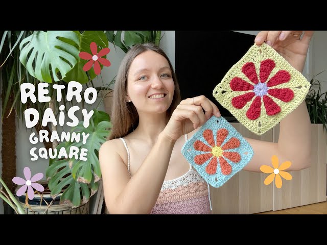 🌼 RETRO DAISY GRANNY SQUARE | step-by-step tutorial, beginner friendly pattern