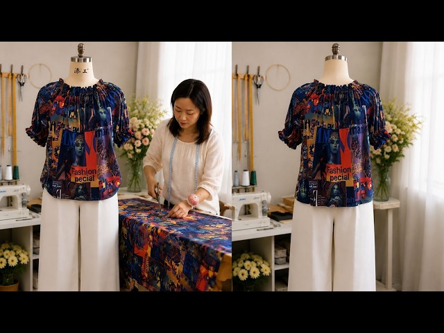 😲 Amazing Blouse Without a Pattern! Made from Just a Small Amount of Fabric