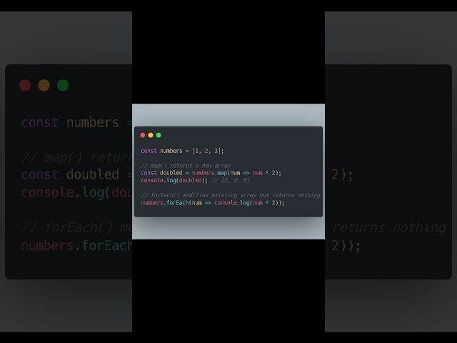 🚀 "What’s the difference between map() and forEach() in JavaScript?"