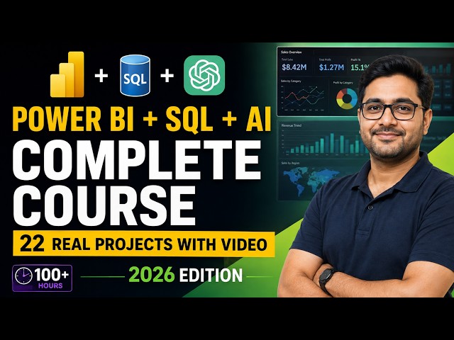 Power BI + SQL + AI Masterclass 2026 | Build 22 Real-World Data Analytics Projects #powerbi #sql #ai