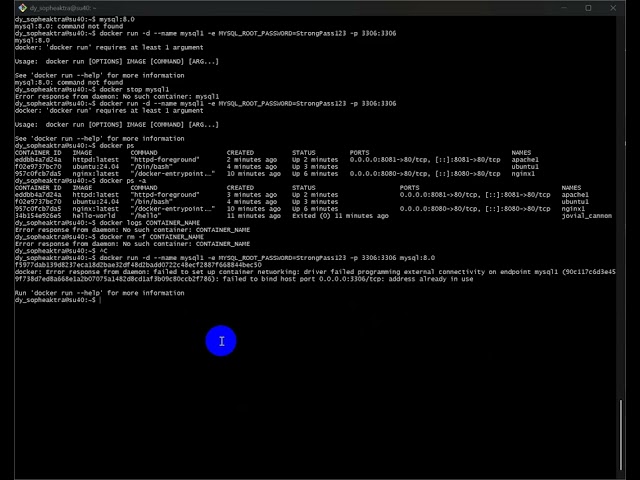 Test Docker application(mySql,Nginx,apache,ubuntu,redis)
