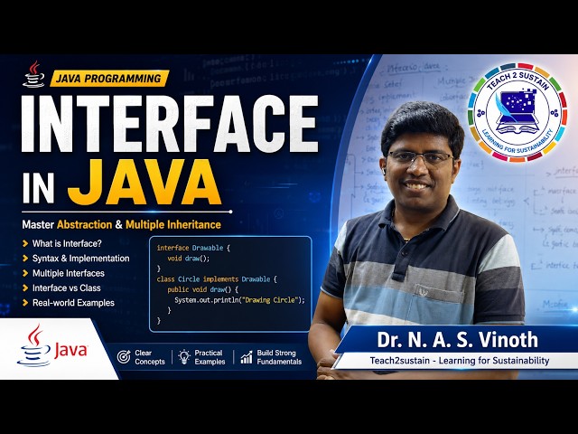 Interface in Java | Multiple Inheritance example | Dr. N. A. S. Vinoth | Teach2sustain