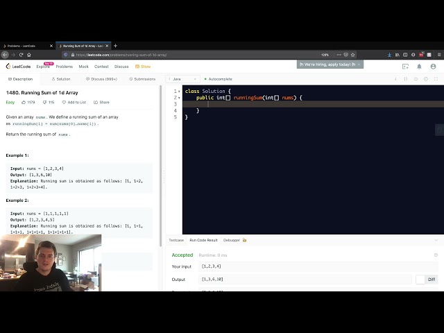 Leetcode Solution - 1480 Running Sum of 1d Array