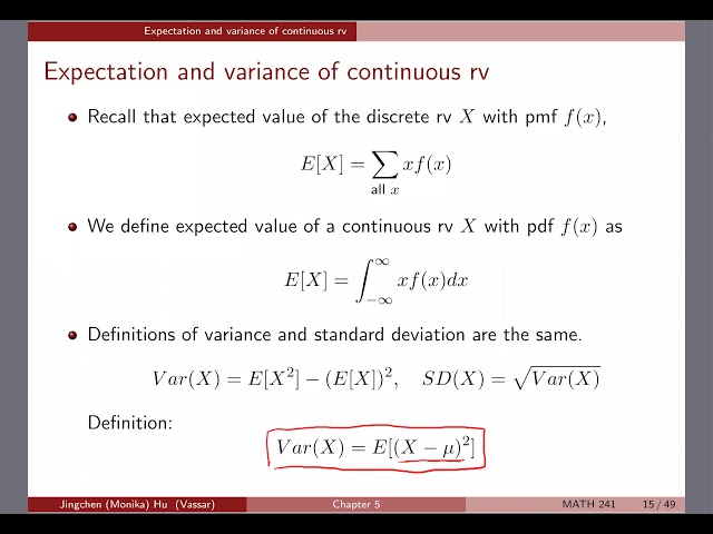 [Chapter 5] #2 Expectation and variance of continuous random variable
