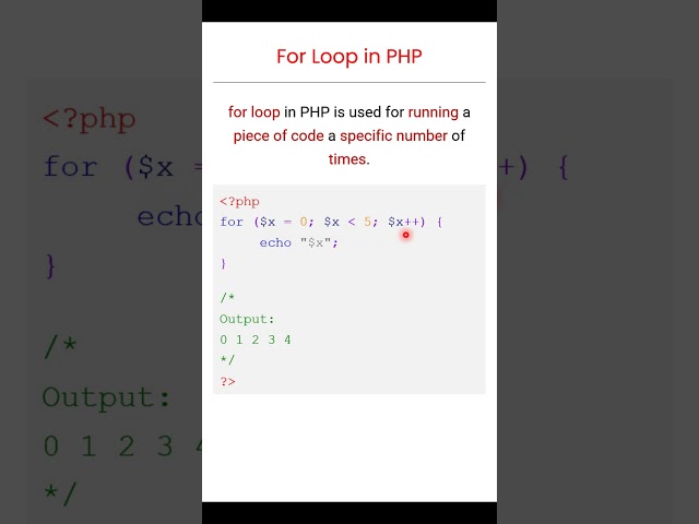 For and Foreach Loops in PHP