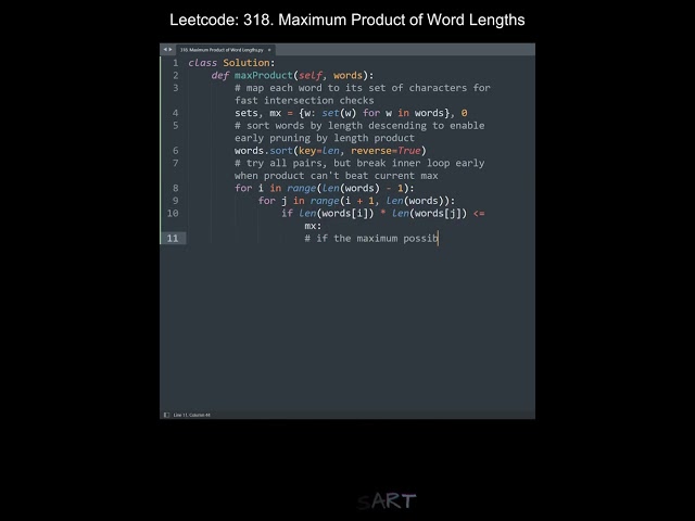 Leetcode 318. Maximum Product of Word Lengths in Python | Python Leetcode | Python Coding Tutorial