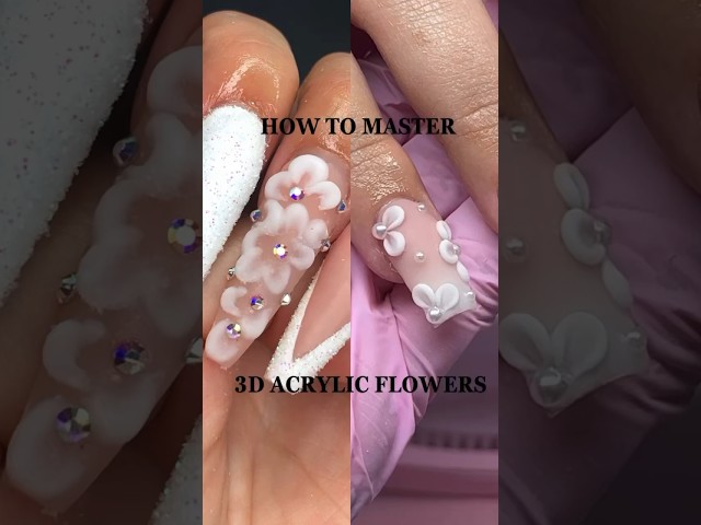 3D acrylic flowers tutorial!🌸 #acrylicflowers #3dflowers #acrylicnails #tutorial