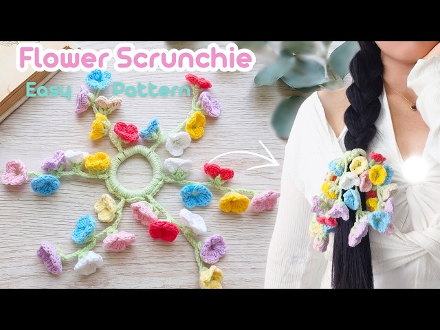 DIY Crochet Flower Hair Tie / Scrunchie 🌸 Easy Step-by-Step Tutorial for Beginners