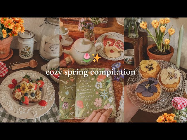 Cozy spring aesthetic 🌷 2 hour compilation | ASMR baking, home decor, books, cute vegan recipes