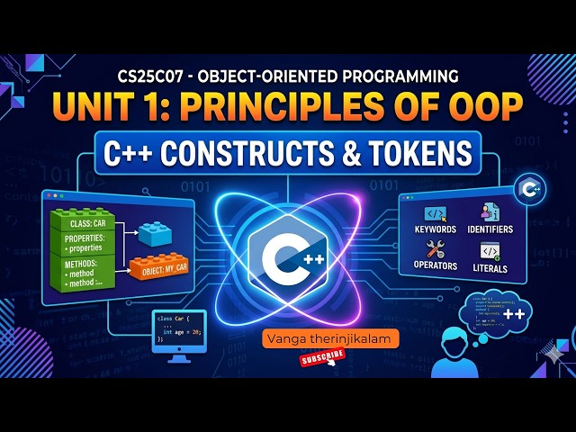 CS25C07 OOP ||  Unit 1 Principles of Object-Oriented Programming  || C++ Constructs and Tokens