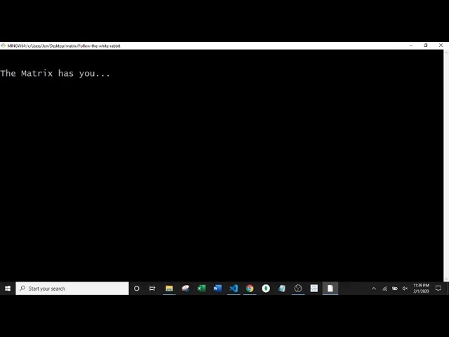 Using Python to Create the Matrix, Follow the white rabbit scene