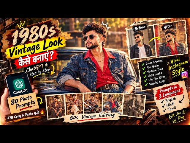 Instagram Trending 80s Look AI Photo Editing || Viral 80s Photo Prompt || ChatGPT 80s Trend Prompt