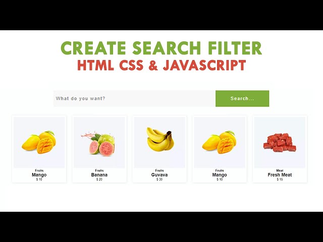 JavaScript Project | Create Product Search Engine/Bar/Filter by JavaScript
