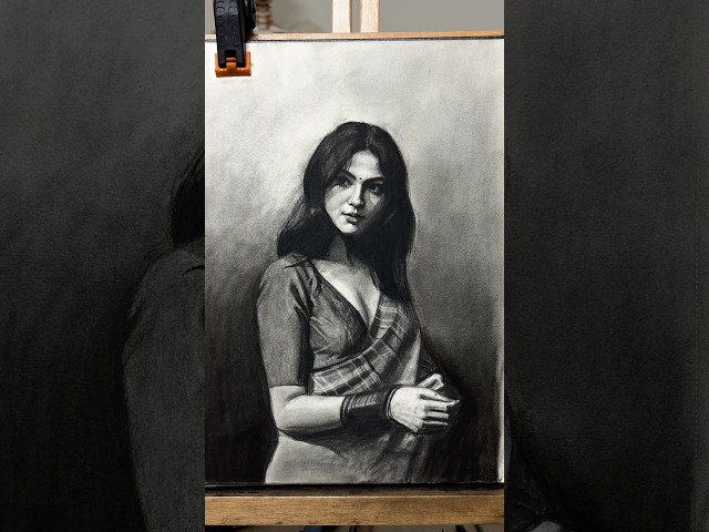 Charcoal Art | Charcoal Portrait Drawing Dibyasha Das #art #sketch #charcoaldrawing
