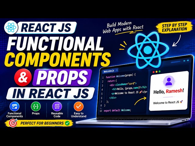 React JS Functional Components & Props | React JS Tutorial for Beginners