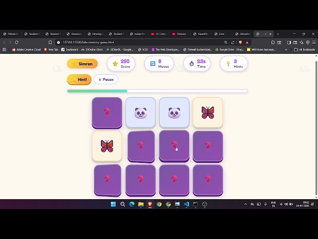 Animal Memory Magic Website using HTML, CSS, Javascript by Simran