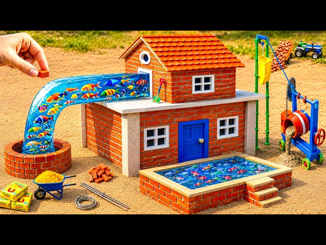 DIY Construction Science Project - Building a House Aquarium with Transparent Water Pipe Using Brick