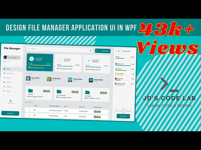 [Trending] WPF C# | File Manager Application Dashboard UI | UI Design in Wpf C# (Jd's Code Lab)