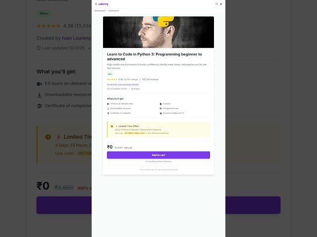 🔥 Learn Python 3 Programming free udemy