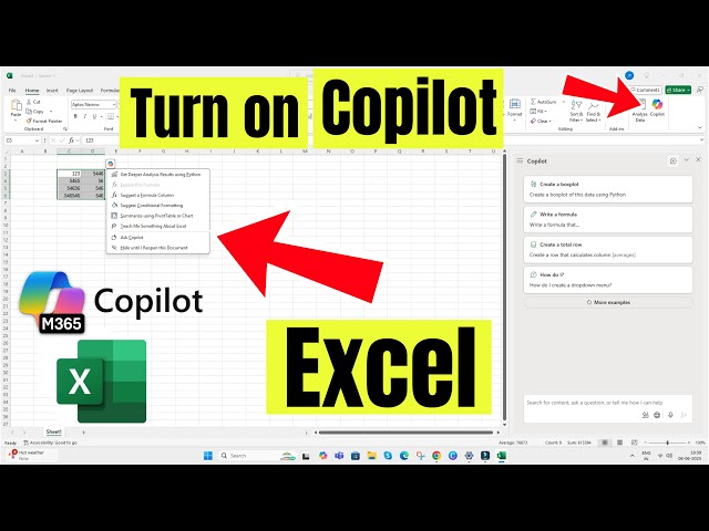 How to Turn on Copilot in Excel Microsoft 365 | Fix Not Showing or Working