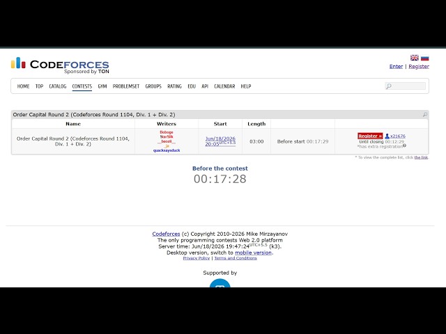 Order Capital Round 2 (Codeforces Round 1104, Div. 1 + Div. 2)  || #codeforces #live