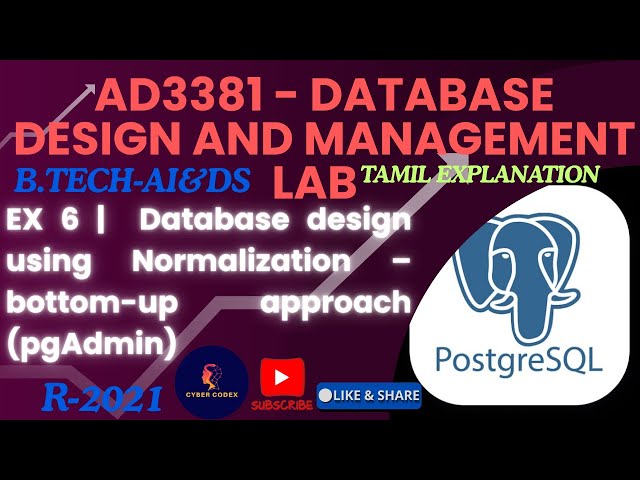 AD3381– EX6 | Database Normalization (Bottom-Up) Using PostgreSQL| DDM Lab EXECUTION Tamil|AU R-2021