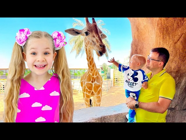 Diana and Roma feed the animals at the Emirates Park Zoo - Best Adventures with Diana and Roma