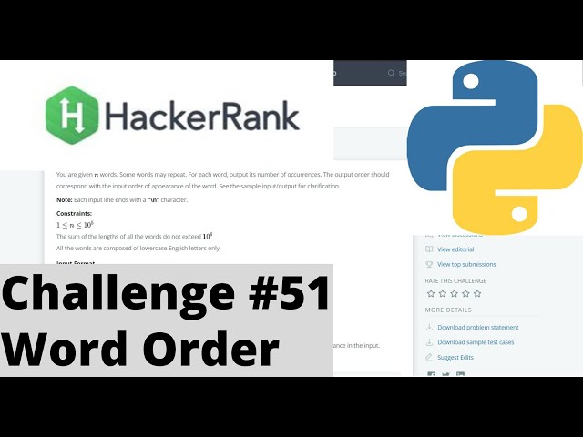 Hackerrank Python | Challenge #51 | Word Order