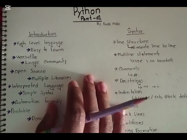 Python Part-01 | introduction | Syntax | Dark Code