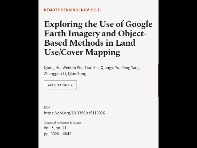 Exploring the Use of Google Earth Imagery and Object-Based Methods in Land Use/Cover ... | RTCL.TV