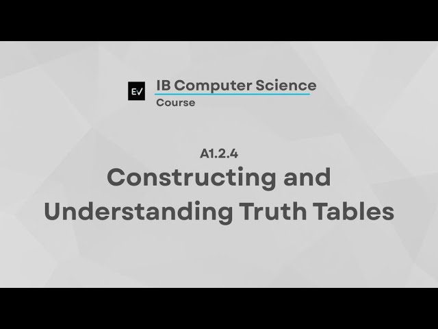 IB Computer Science A1.2.4 | Constructing and Understanding Truth Tables