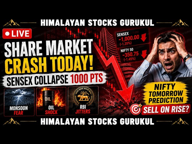 🔴 Live: Share Market Crash Today! Sensex Collapse 1000 Pts | Nifty Tomorrow Prediction | Sell On Ri