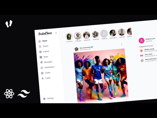 Portfolio Project: Build a Fully Responsive Instagram Clone UI with Tailwind CSS & ReactJS