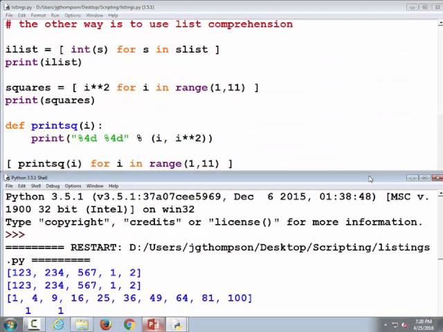 CIT1203  scripting april 25 spring 2016 list comprehension, tuples, sets, named tuples