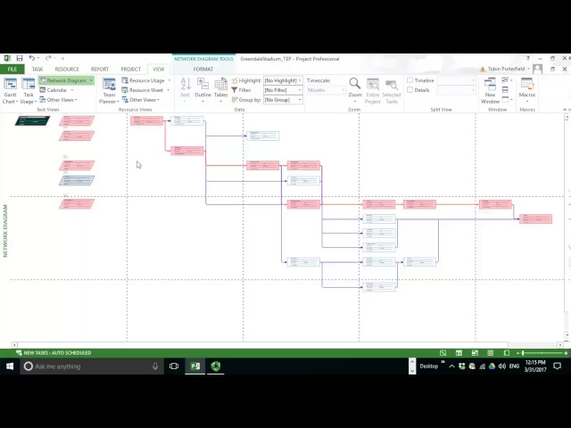 MS Project Network Diagram and Critical Path