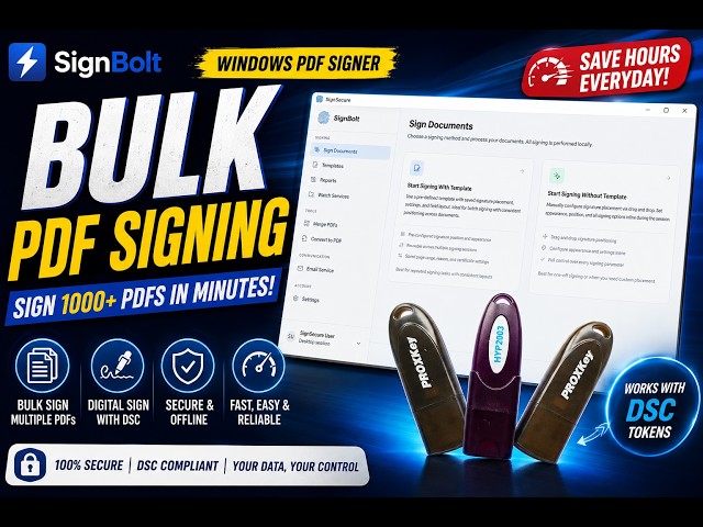 How to Bulk Sign PDF Using DSC Token Without Template | SignBolt Tutorial