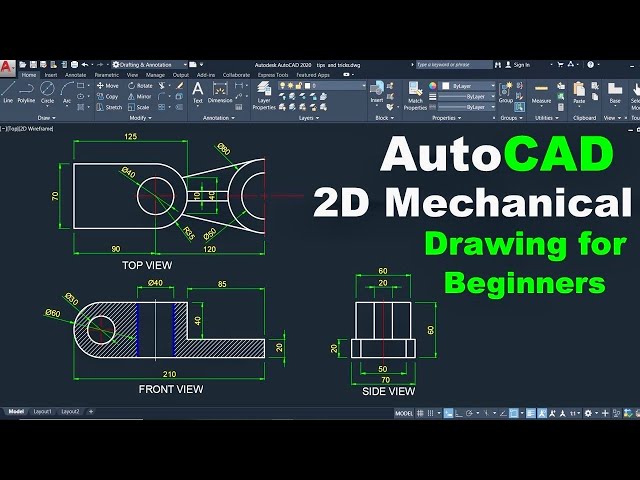 AUTOCAD MECHANICAL PRACTICE DRAWING TUTORIAL FOR BEGINNERS |