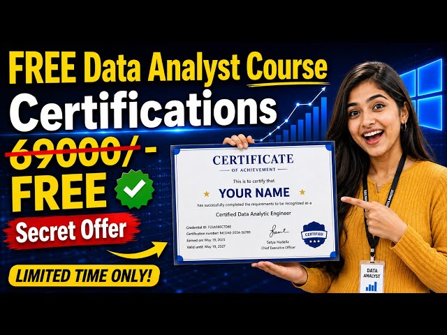FREE Data Analyst Course 2026 | Excel + SQL + Tableau + Free Certificate | Become a Data Analyst🔥