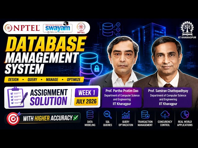 NPTEL Data Base Management System Week 1 Assignment Solution | July 2026 Session | IIT Kharagpur