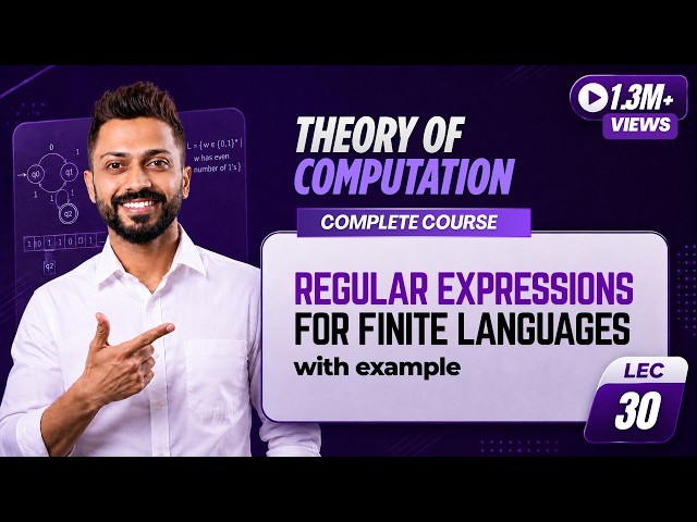 Lec-30: Regular Expressions for Finite Languages Example 1 | TOC