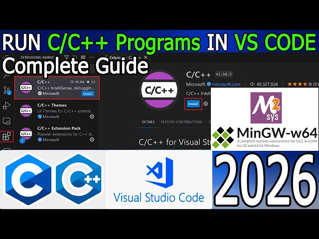 How to install C/C++ in Visual Studio Code on Windows 10/11 [ 2026 Update ] MinGW w64 GNU Compiler